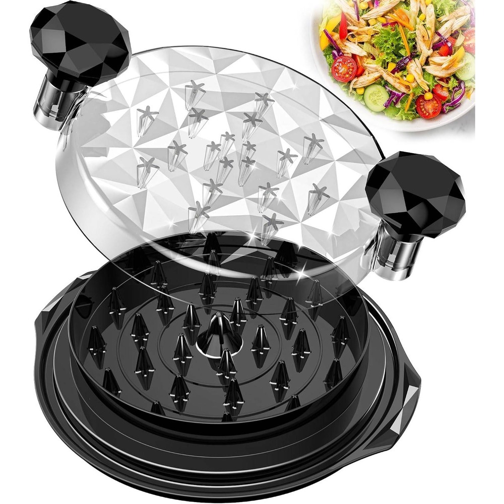 Aopigavi Chicken Shredder Tool with Diamond Cover and Cleaning Brush Black/Clear